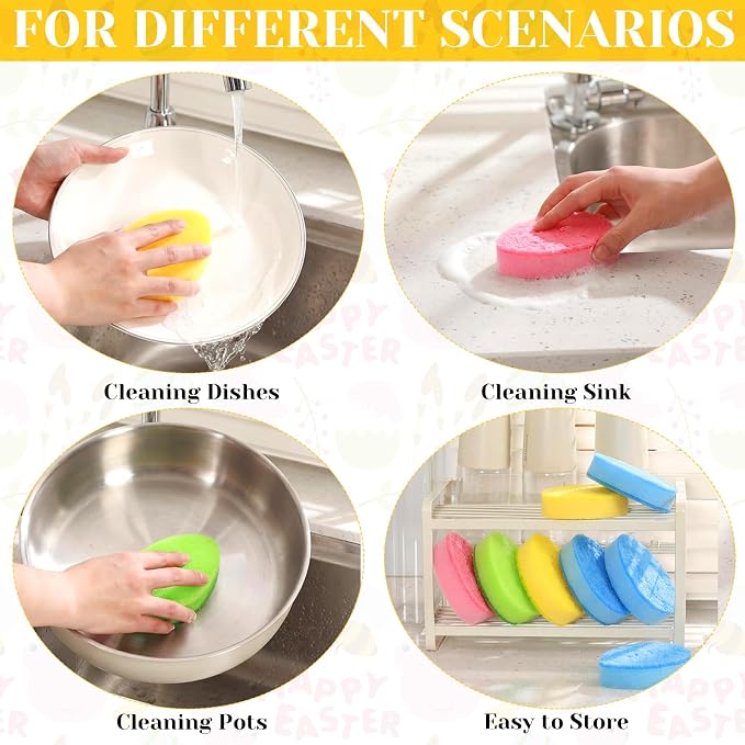 Tioncy 12 Pack Kitchen Sponges Bulk Dual Sided Scrubber Sponges Dishwashing - Image 3