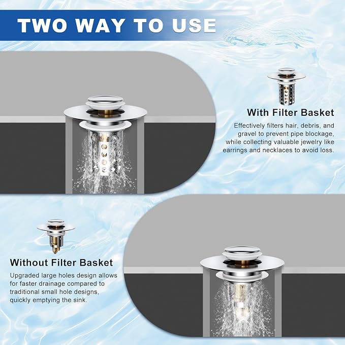 Upgraded Bathroom Sink Stopper, Sink Drain Strainer - Image 3
