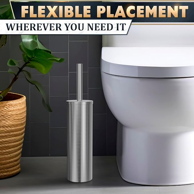 2 Pcs Stylish Stainless Steel Toilet Brush and Holder Set - Image 9