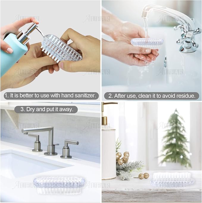 AUEAR, 4 Pack Plastic Fingernail Cleaning Brush Double-Sided Hand Nail Toe - Image 6