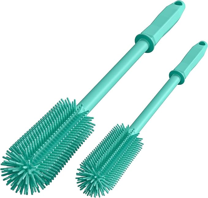 Long Silicone Bottle Cleaning Brush | 2 Pack| 16”+13”Water Bottle Brush Cleaner by SUPPHOUS