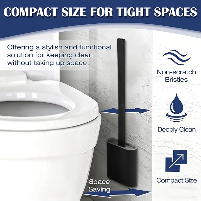 Toilet Brush and Holder Set, Wall Mounted Toilet Bowl Brush Head - Image 4