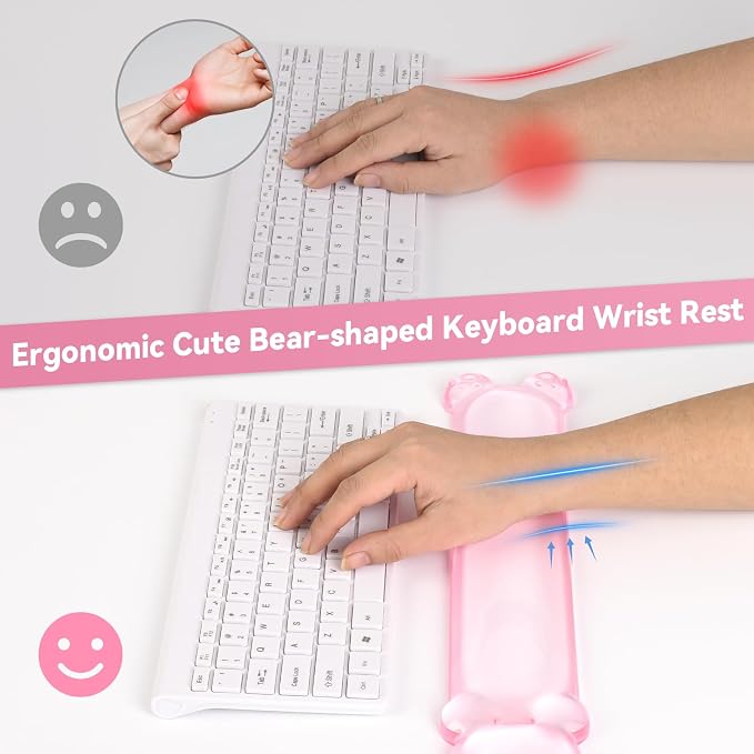 Clear Gel Keyboard Wrist Rest, Bear-Shape Wrist Rest, Ergonomic Wrist Rest - Image 4