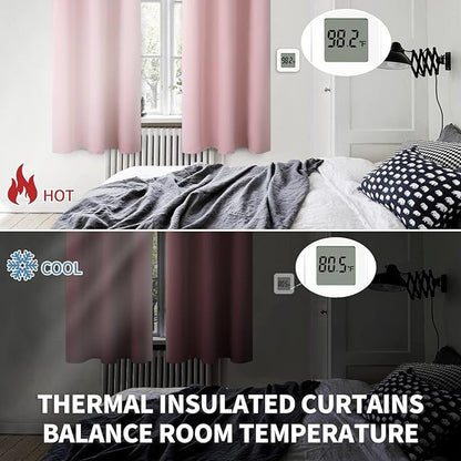 BGment Baby Pink Room Darkening Curtains 45 Inches Long for Short Window - Small Thermal Insulated with Rod Pocket Privacy for Cafe Kithchen Bathroom Girl Bedroom, 34 x 45 Inch, 2 Panels