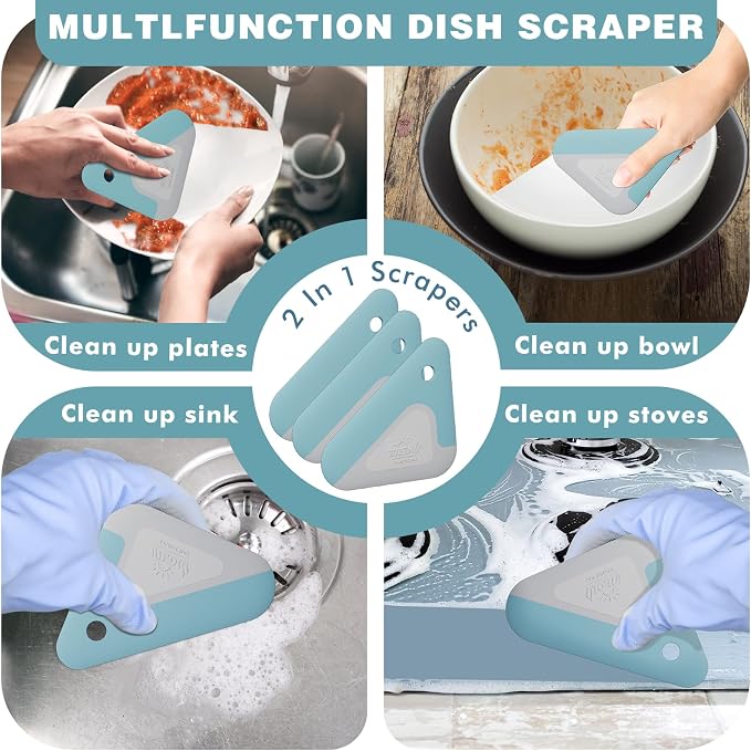 Food Scraper, 2-in-1 Pot and Pan Dish Scraper, Nylon and Silicone, Kitchen - Image 3