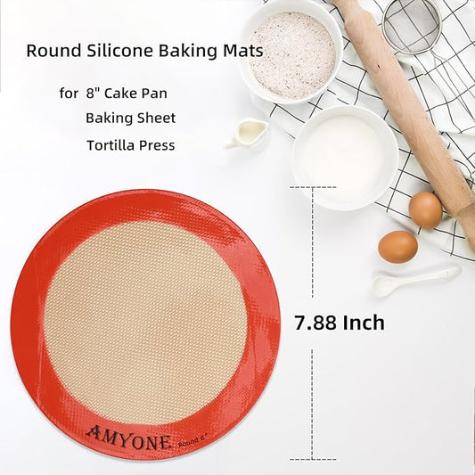 Round Silicone Baking Mats for 8 Inch Cake Pan, Food Grade, Reusable Silicone - Image 2