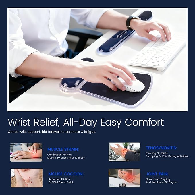 Ospelelf Mouse Pad with Wrist Rest and Ergonomic Gel Keyboard Hand Wrist - Image 2