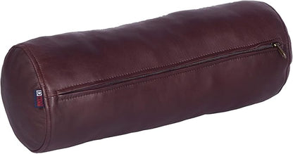 Neck Roll Pillow Cushion Cover, 18x6 Inch Full Moon Round Bolster Pillow Case, Cylinder Soft Lambskin Leather Pillowcase for Head, Spine & Neck Support During Sleep - Dark Maroon Pack of 2