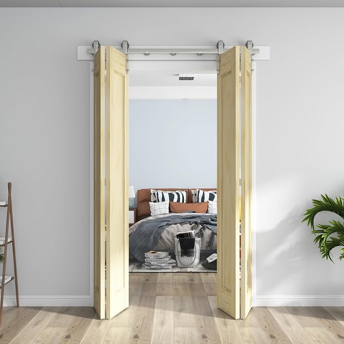 60'' Bi-Fold Sliding Barn Door Hardware Track Kit - Image 9
