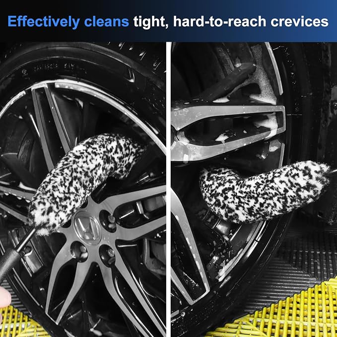 Car Wheel & Tire Brush Set, Wheel Cleaner Brush, Soft & Stiff Bristle Cleaning - Image 6
