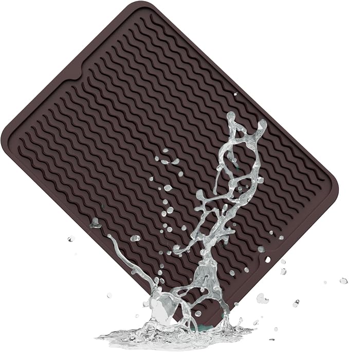 ZLR Silicone Dish Drying Mat for Kitchen Counter, Eco-Friendly Fast Dry Dish Mat by ZLR