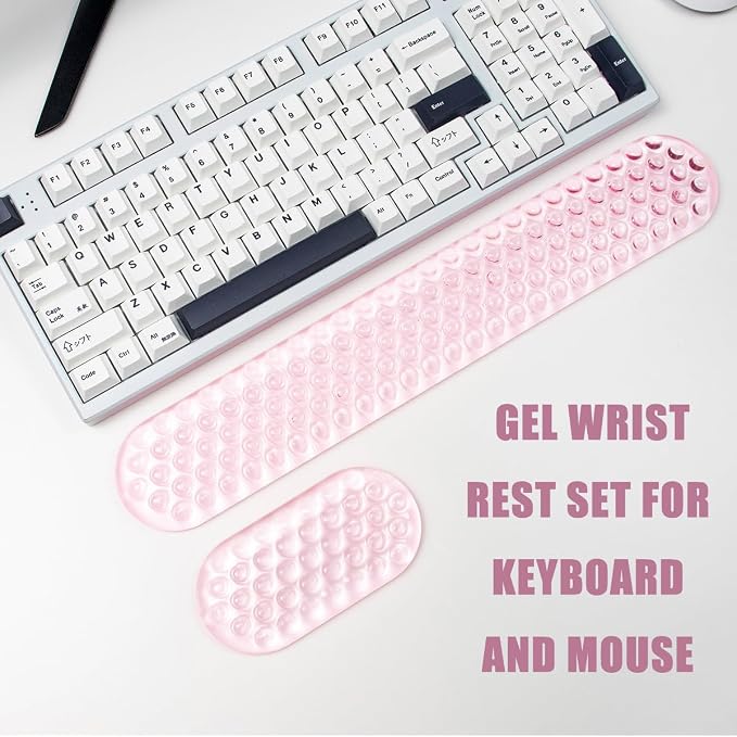 Ergonomic Gel Keyboard and Mouse Wrist Rest Set – Pink Wrist Rest - Image 2
