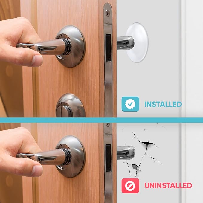 Strongest Home Wall & Door Handle Stopper 2" Set. 6 Pieces of Clear Rubber Door - Image 5