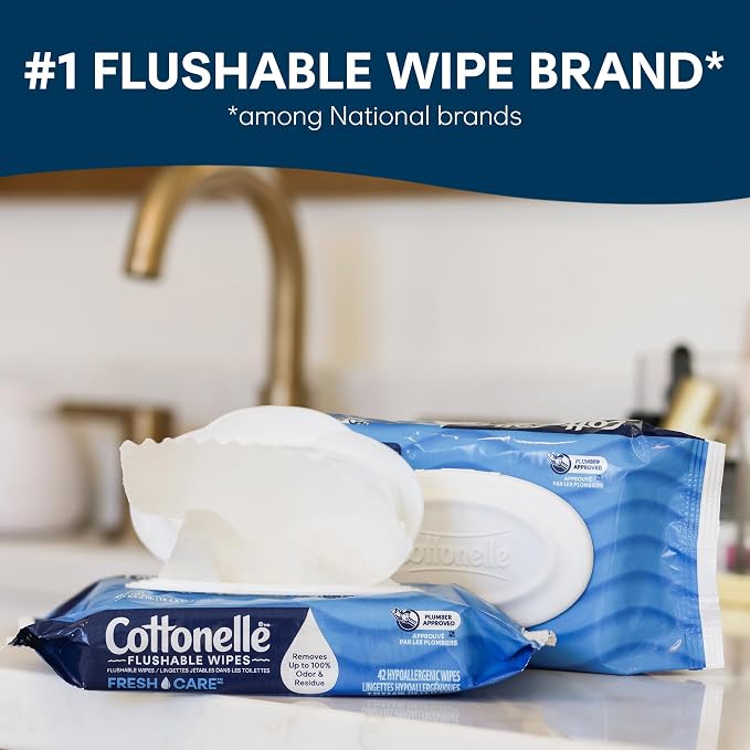 Cottonelle Fresh Care Flushable Wet Wipes, Adult Wet Wipes, 4 Flip-Top Packs - Image 2