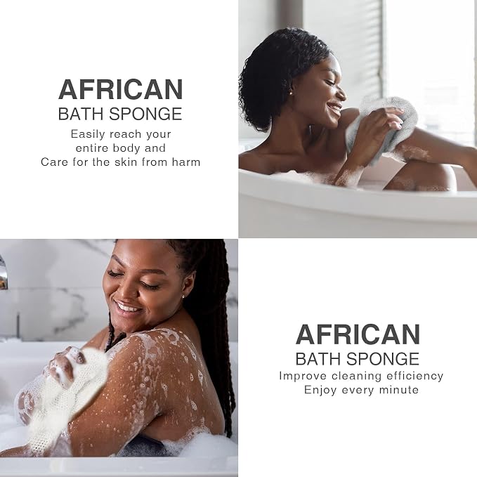 UJFQBH 3 Pieces African exfoliating net African Net Long Net Bath Sponge - Image 6