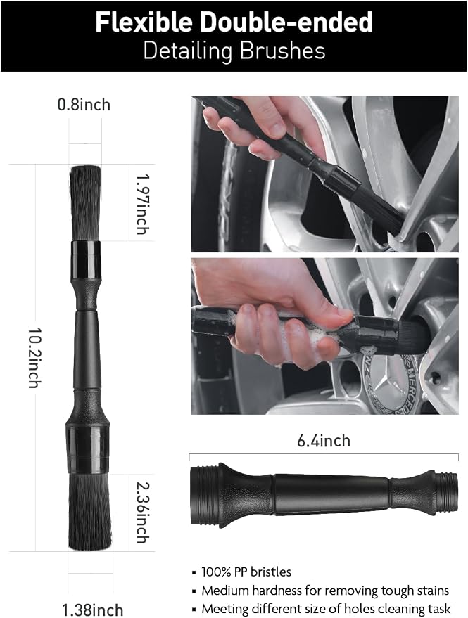 Fantasticlean 6PCS Car Wheel Cleaning Pro Kit, Tire Brush, Soft-bristled Rim - Image 5