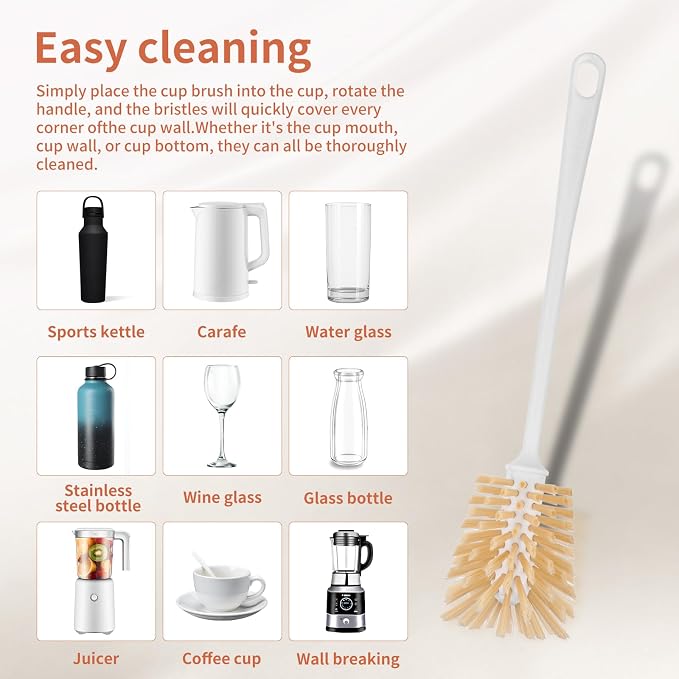 Bottle Brush Set – Adjustable Long Handle Narrow Bottle Cleaner, Fixed Handle - Image 3