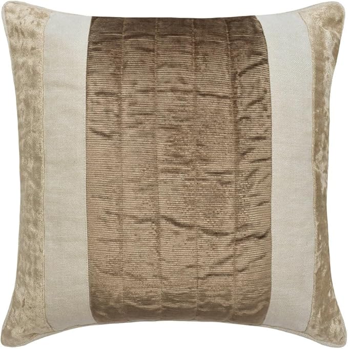 The HomeCentric King/Queen/Twin Beige Designer King 90"x18" Bed Runner with Two Pillow Cover, Velvet & Patchwork Bed Scarf on Velvet Fabric - Luxe Velvet Lines