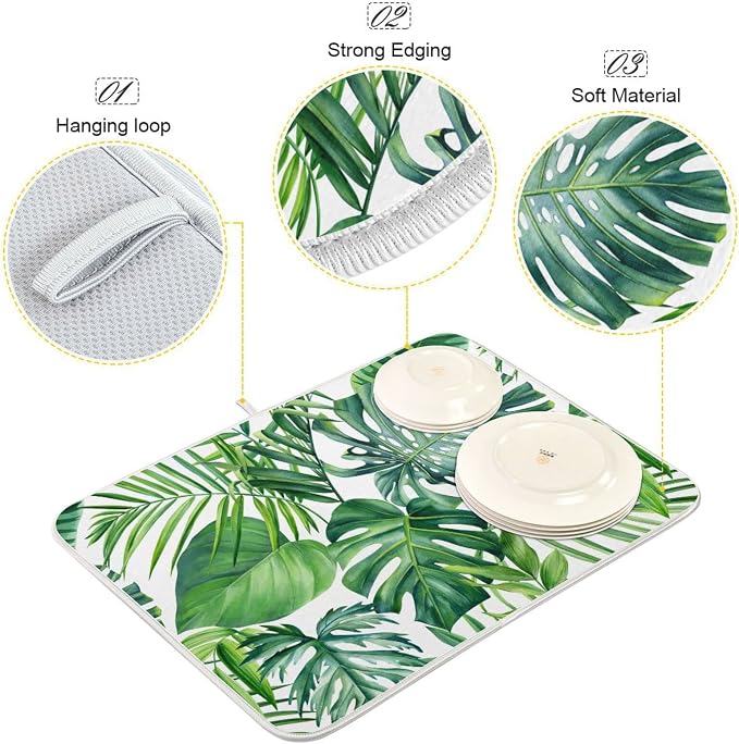 Tropical Palm Leaves Dish Drying Mat - Image 3
