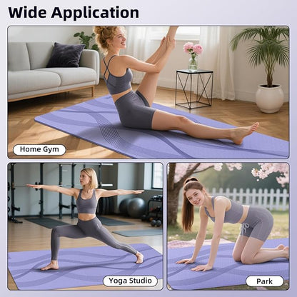 Yoga Mat High Density Exercise Mat, 76"x32"x0.27"Thick Wide & Large Yoga Mat for Women Men, Professional POE Workout Mat for Yoga, Pilates, Fitness & Stretching