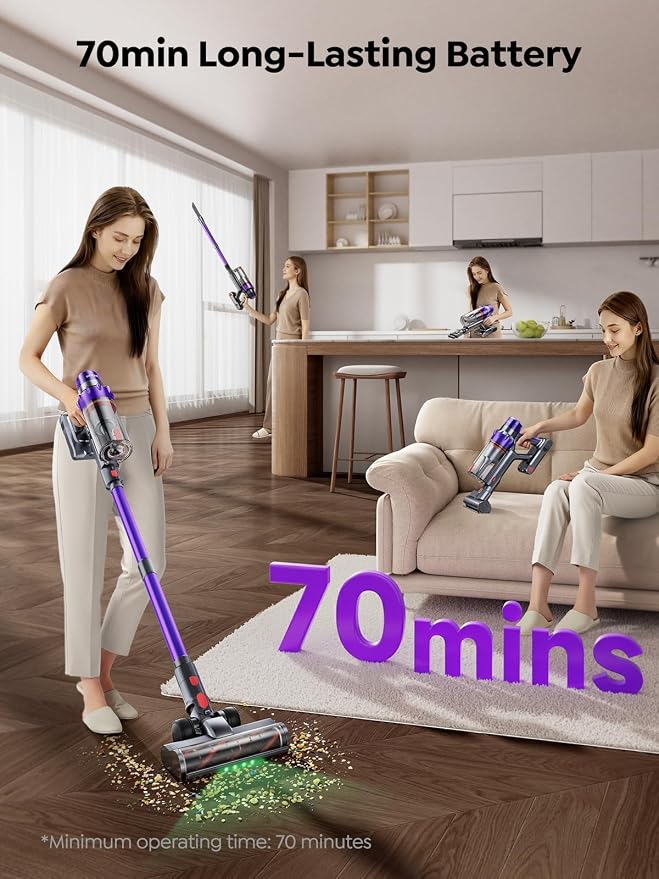 SMOTURE Cordless Vacuum Cleaner, 650W 55KPA 70Mins Vacuum Cleaners - Image 3
