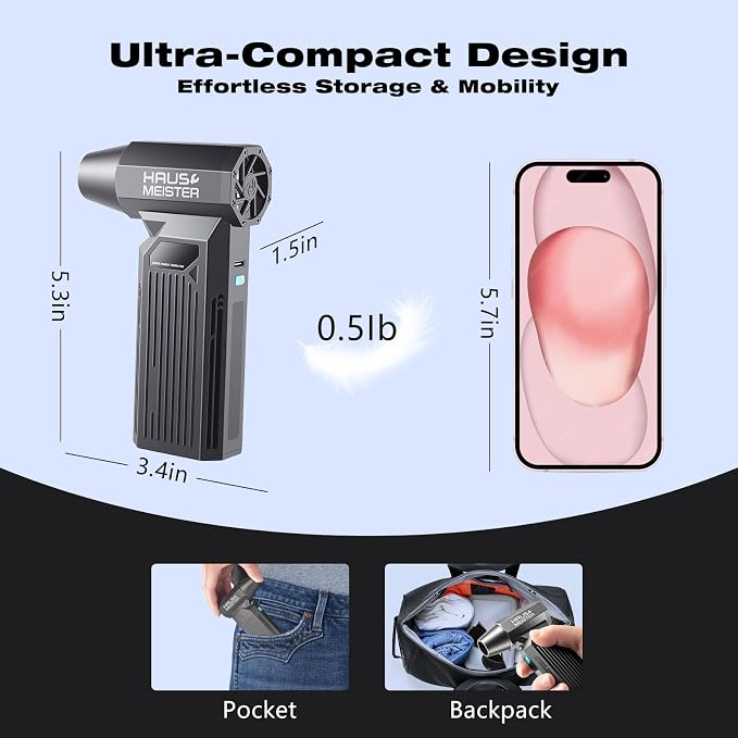 Electric Air Duster Rechargeable, HAUSMEISTER Airflex Turbo 150, 000 RPM - Image 6