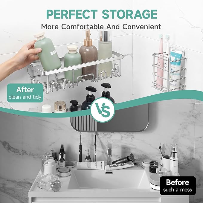 Veken Shower Caddy 6-Pack, Family Choice Award Winner, Large Wall Mounted - Image 7