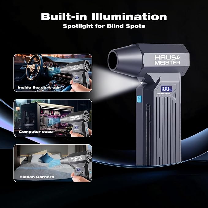 Electric Air Duster Rechargeable, HAUSMEISTER Airflex Turbo 150, 000 RPM - Image 2