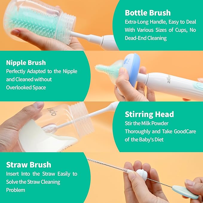 Electric Bottle Brush Cleaner, Portable Electric Baby Bottle Brush Cleaner - Image 4