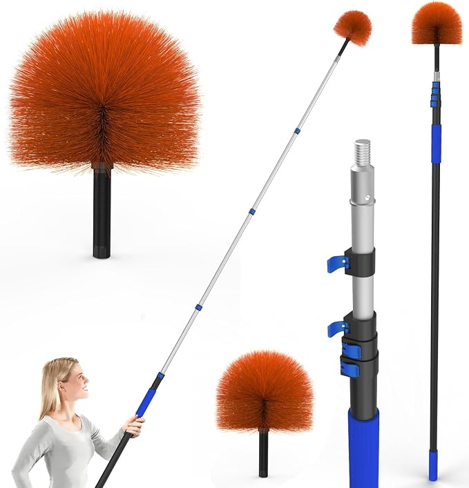 26FT Reach Cobweb Duster, Outdoor Spider Web Cleaner Brush by SKGPOLE