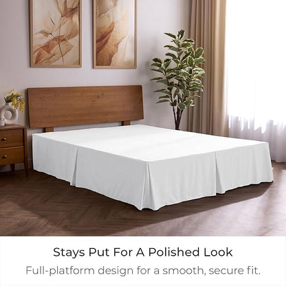 Mellanni Bed Skirt Cal King Size- Bed Skirting - 15-Inch Tailored Drop Pleated Dust Ruffle - Hotel Luxury Bedding - Wrinkle, Fade, Stain Resistant - 1 Bedskirt (Cal King, White)