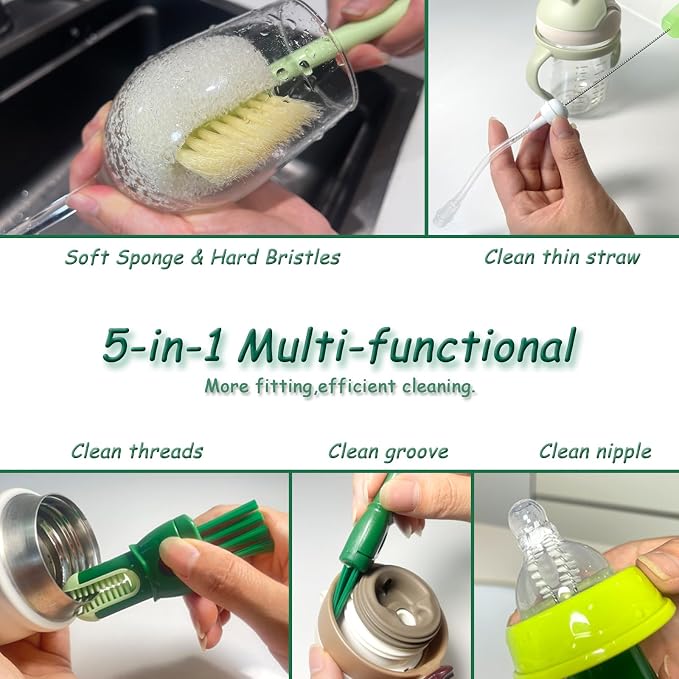 Water Bottle Brush with 5-in-1 Multi-Function, Baby Bottle Brush - Image 6