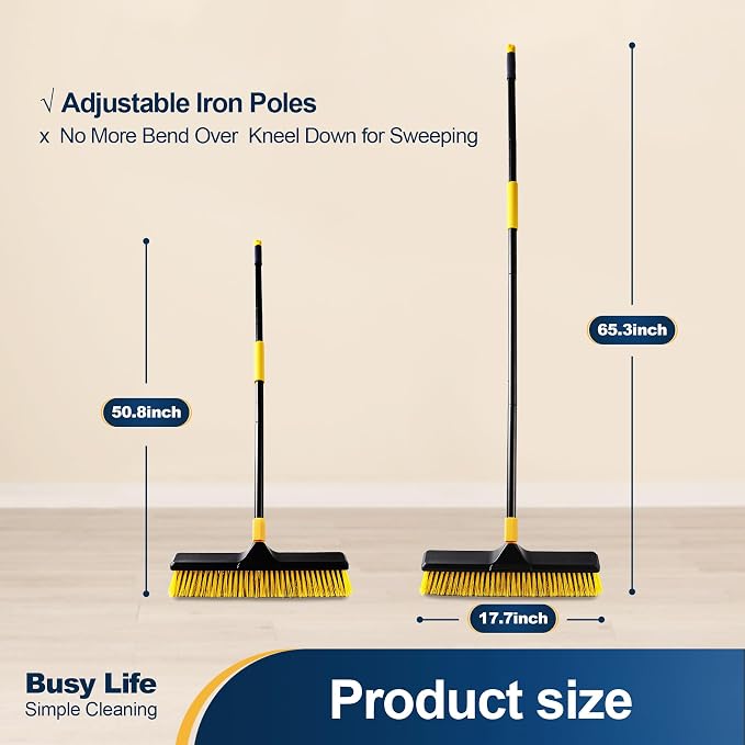 Yocada 18 Inch Push Broom Heavy-Duty Outdoor Commercial Broom Brush Stiff - Image 8
