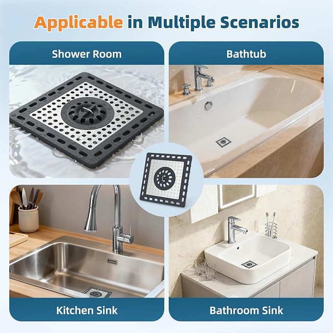 Hibbent 2 Pack Shower Drain Hair Catcher, Shower Drain Cover - Image 6