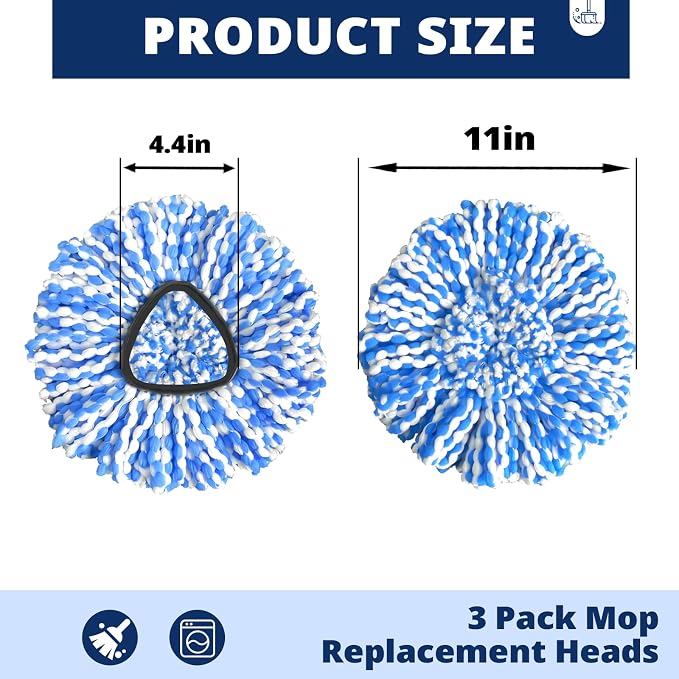 Spin Mop Replacement Head, 3 Pack Mop Replacement Head, Easy Cleaning, - Image 3