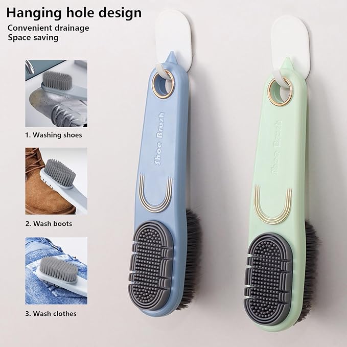 2 Pack Laundry Stain Brush Multi Cleaning Brush Double-Sided Soft Bristle - Image 6