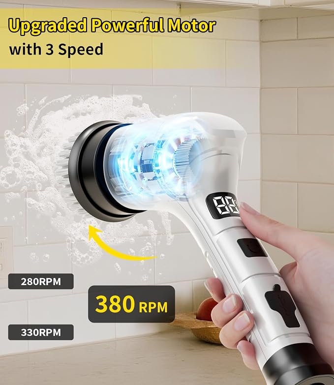 Electric Spin Scrubber, Cordless Household Cleaning Brush - Image 4