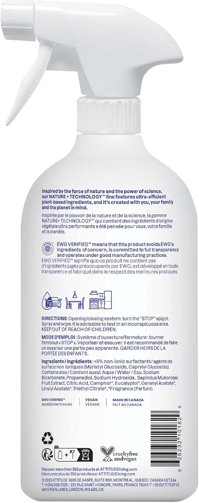 ATTITUDE All Purpose Cleaner Spray, EWG Verified, Made - Image 7