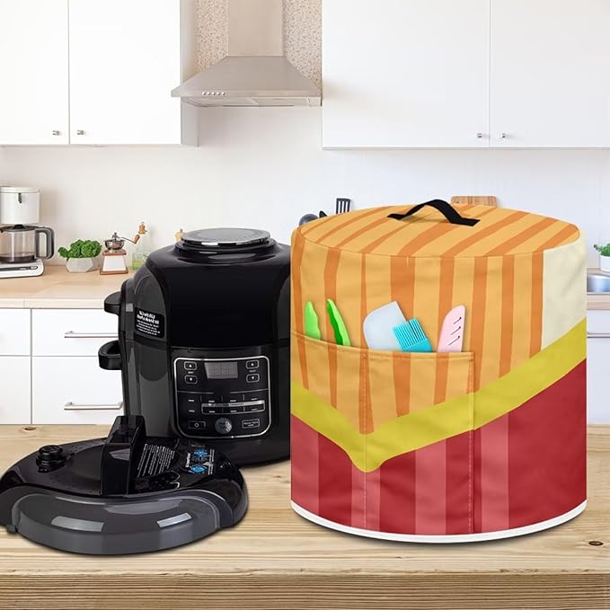 Air Fryer Cover Dust Cover, French Fries Appliance Covers for 6 Quart Air Fryer & Pressure Cooker Kitchen Appliance Accessories with Pockets, Machine Washable