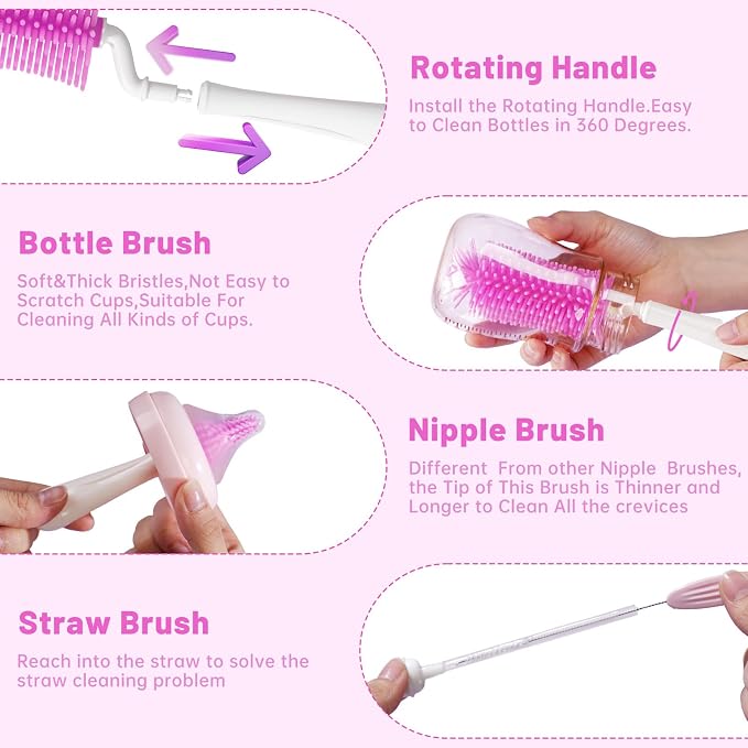 Bottle Brush Set, Travel Bottle Cleaner Kit - Image 3