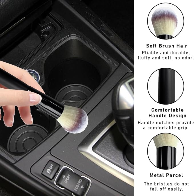 2PCS Car Interior Dust Brush, Soft Scratch Free Auto Detailing Brushes - Image 3