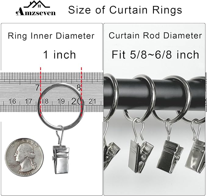 44 Pack Metal Curtain Rings - Image 3