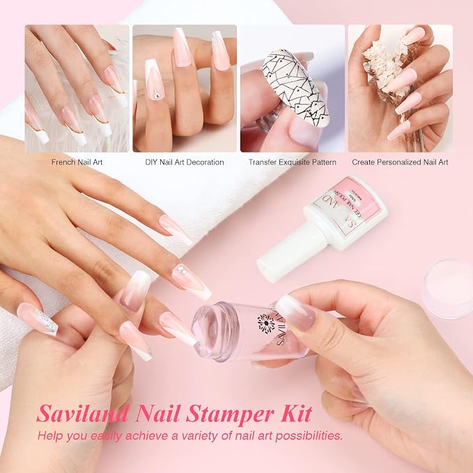 Saviland French Manicure Kit: French Tip Nail Stamp - Image 2