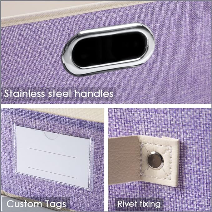 PRANDOM Fodable Storage Bins for Closet Decorative Fabric Storage Baskets Cubes - Image 3