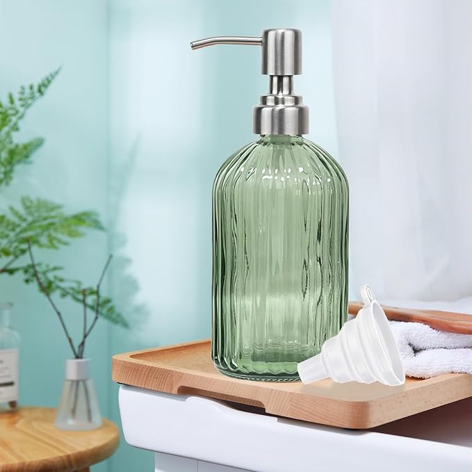 14Oz Green Soap Dispenser Bathroom, Refillable Dish Soap Dispenser - Image 4