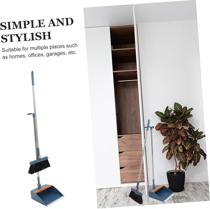 Collapsible Broom Dustpan Set Standing Dustpan Home Cleaning Tools Stainless - Image 3