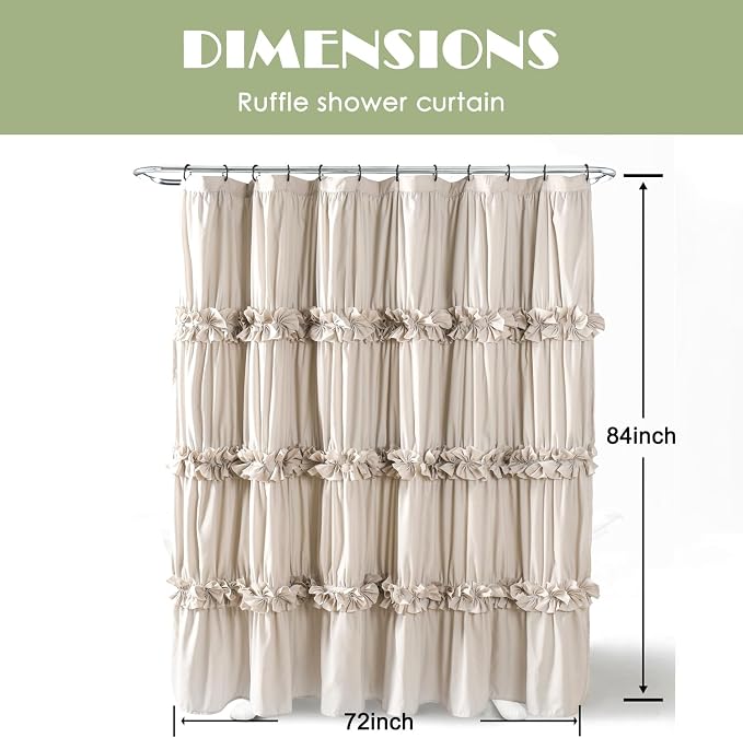 Camel Ruffle Shower Curtain, Vintage Handcrafted Bow Tie Bath Curtain - Image 6