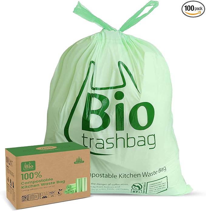8 Gallon Compostable Trash Bags, Heavy Duty Extra Thick Compost Bags, Kitchen by Biotrashbag