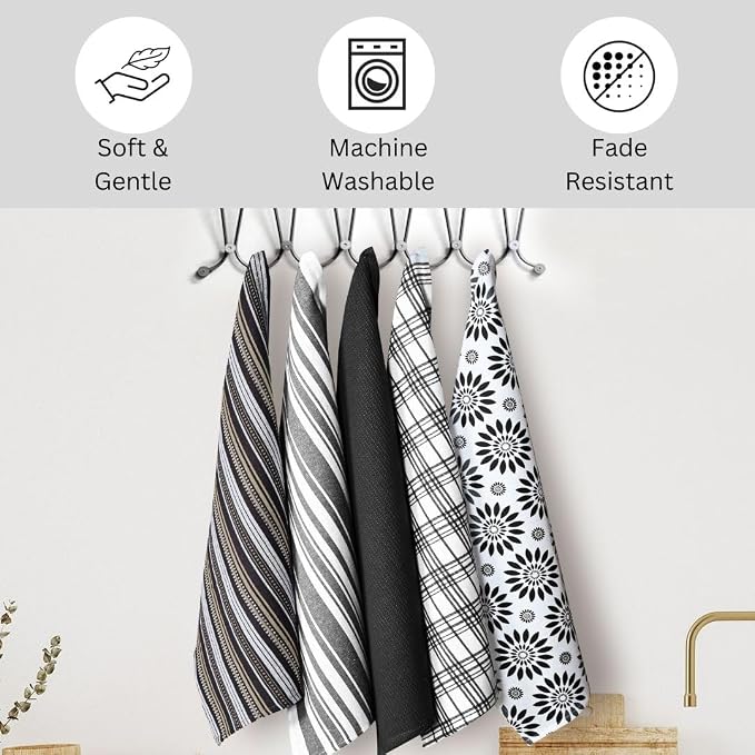Assorted Kitchen Towels Large 16x26 Inch 100% Cotton Set of 5 - Image 5