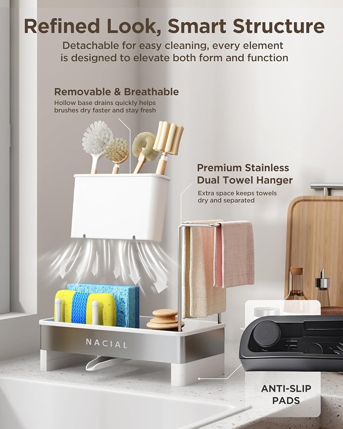 Nacial Sponge Holder for Kitchen Sink, Sink Caddy Organizer - Image 5